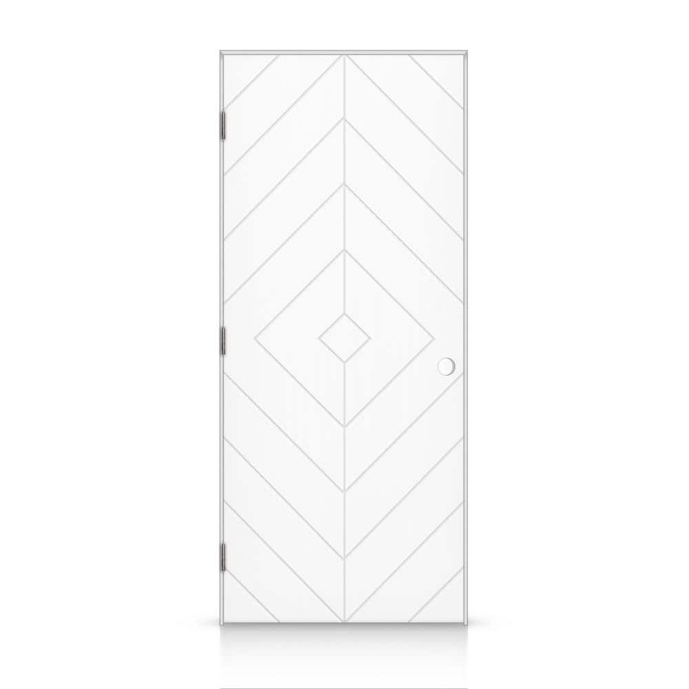 36 in. x 96 in. Diamond Right-Handed Hollow-Core White Painted Smooth Composite Single Prehung Interior Door price history on PriceWatchPro
