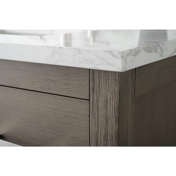 Vanity Art 42 in. W x 22 in. D x 34 in. H Single-Sink Bath Vanity in Driftwood Gray with Engineered Marble Top in Arabescato White