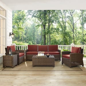 Bradenton 5-Piece Wicker Outdoor Sofa Conversation Set with Sangria Cushions