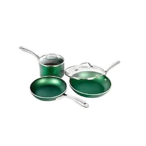 5-Piece Nonstick Stainless-Steel Cookware Set with Green Aluminum Ultra-Durable Triple Layer