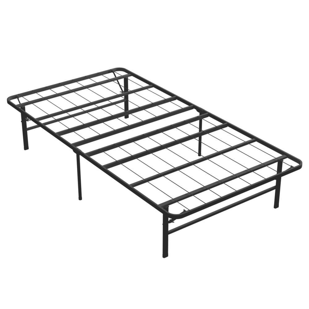 Zephyra Black Metal Twin Platform Bed Frame with Underbed Storage