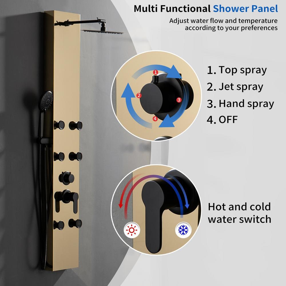 Black Gold 60.55'' Shower Panel with Adjustable Shower Head
