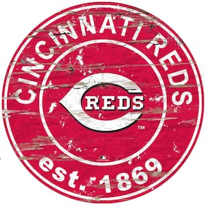 MLB Cincinnati Reds 24 in. Distressed Wooden Wall Art Circle Sign
