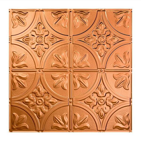 Fasade Traditional Style #2 2 ft. x 2 ft. Polished Copper Vinyl Lay-In Ceiling Tile