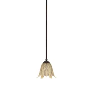 Clevelend 100-Watt 1-Light Brown Pendant Mini Pendant Light with Vanilla Leaf Glass Shade and Light Bulb Not Included