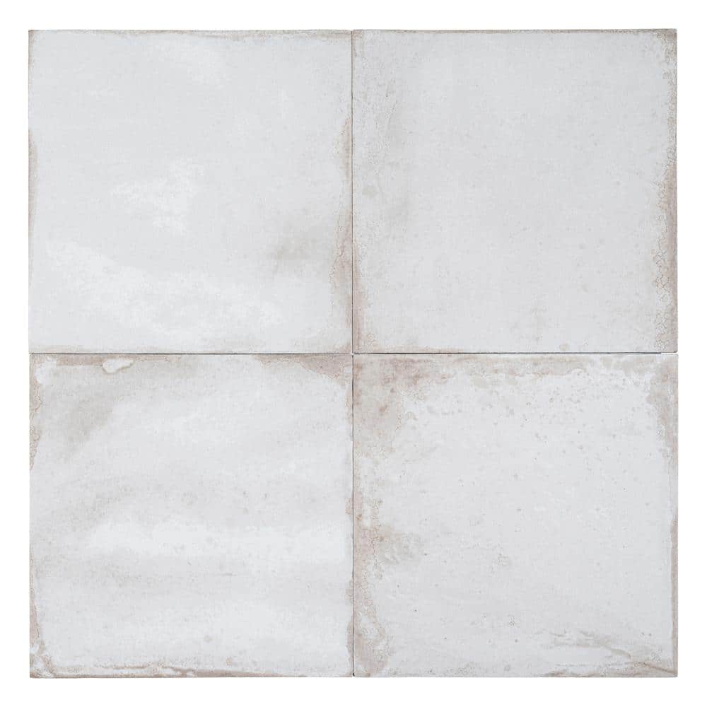 Poise Nalo White Matte 8 in. x 8 in. Smooth Square Porcelain Floor and Wall