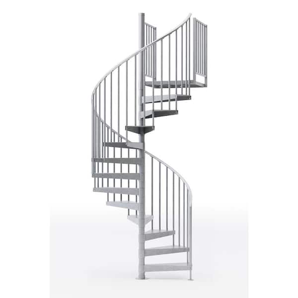 Reroute Galvanized Exterior 60 in. Diameter Spiral Staircase Kit, Fits Height 136 in. to 152 in.