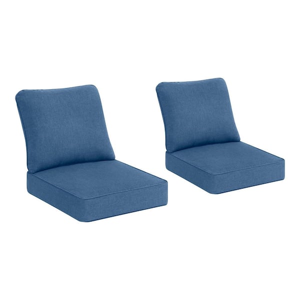 Hampton Bay 24 in. W x 24 in. D Cushionguard Deep Seat Universal Outdoor Cushion in Lake Twist (Set of 2)