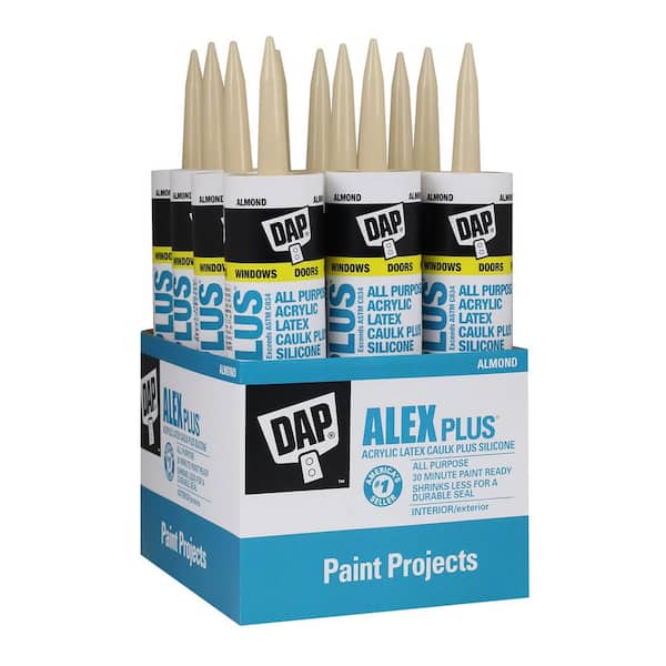 DAP Alex Plus 10.1 oz. Almond Acrylic Latex Caulk Plus Silicone (12-Pack)