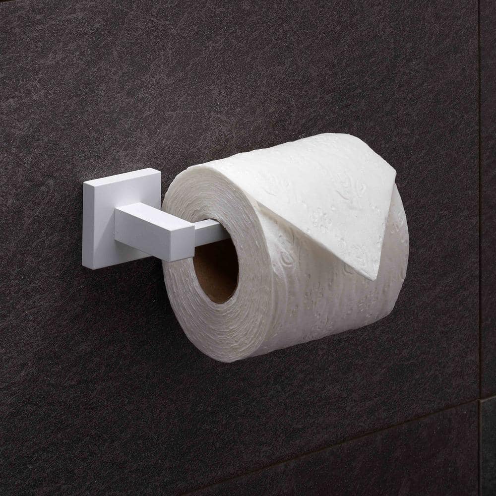 Matte White Brass Wall Mounted Toilet Paper Holder