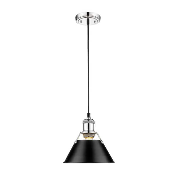 Golden Lighting Orwell 1-Light Chrome with Black Shade Mini Pendant