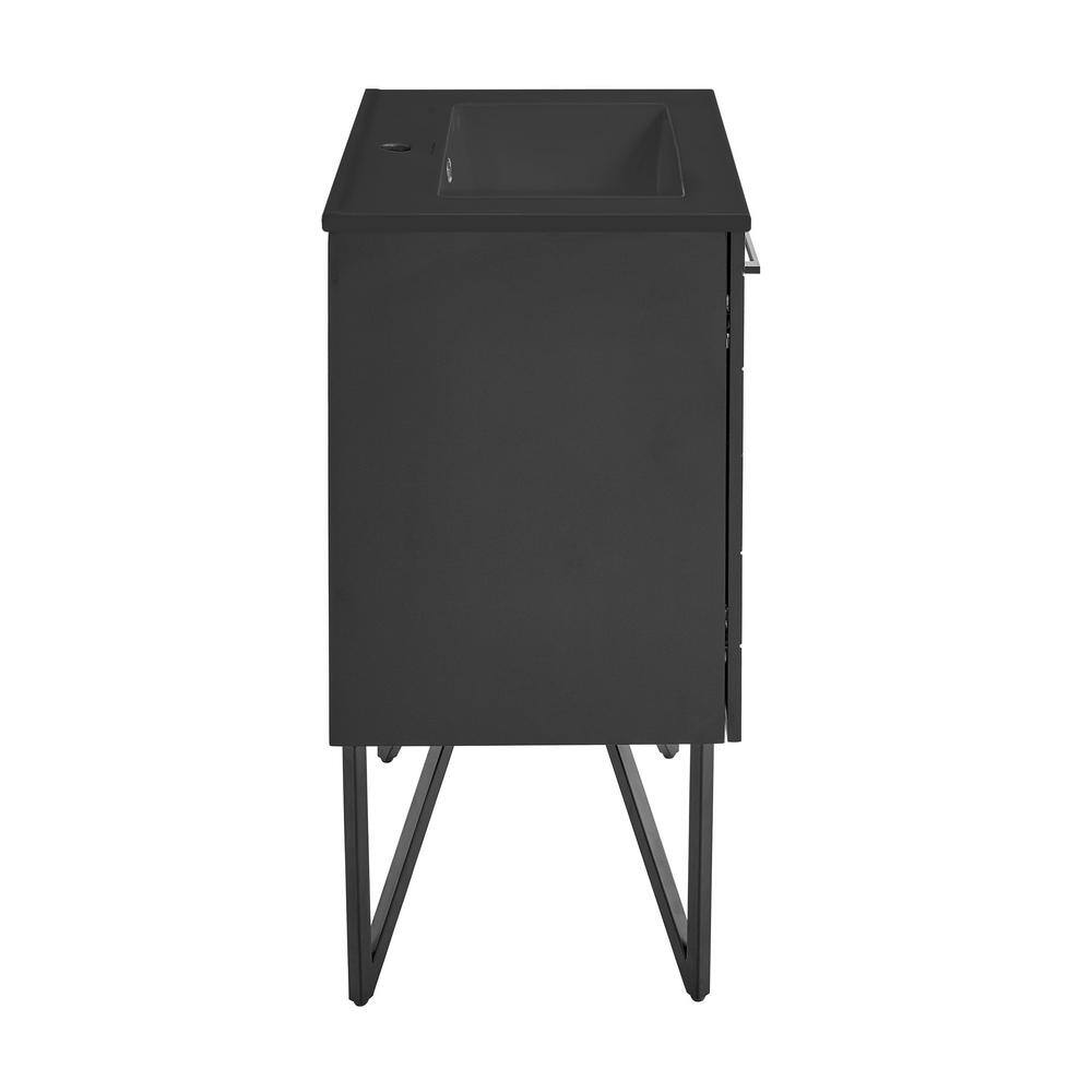 Annecy 24" Matte Black Freestanding Bathroom Vanity with Ceramic Sink