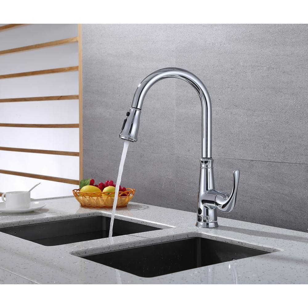 Chrome Single-Handle Pull-Down Touchless Kitchen Faucet