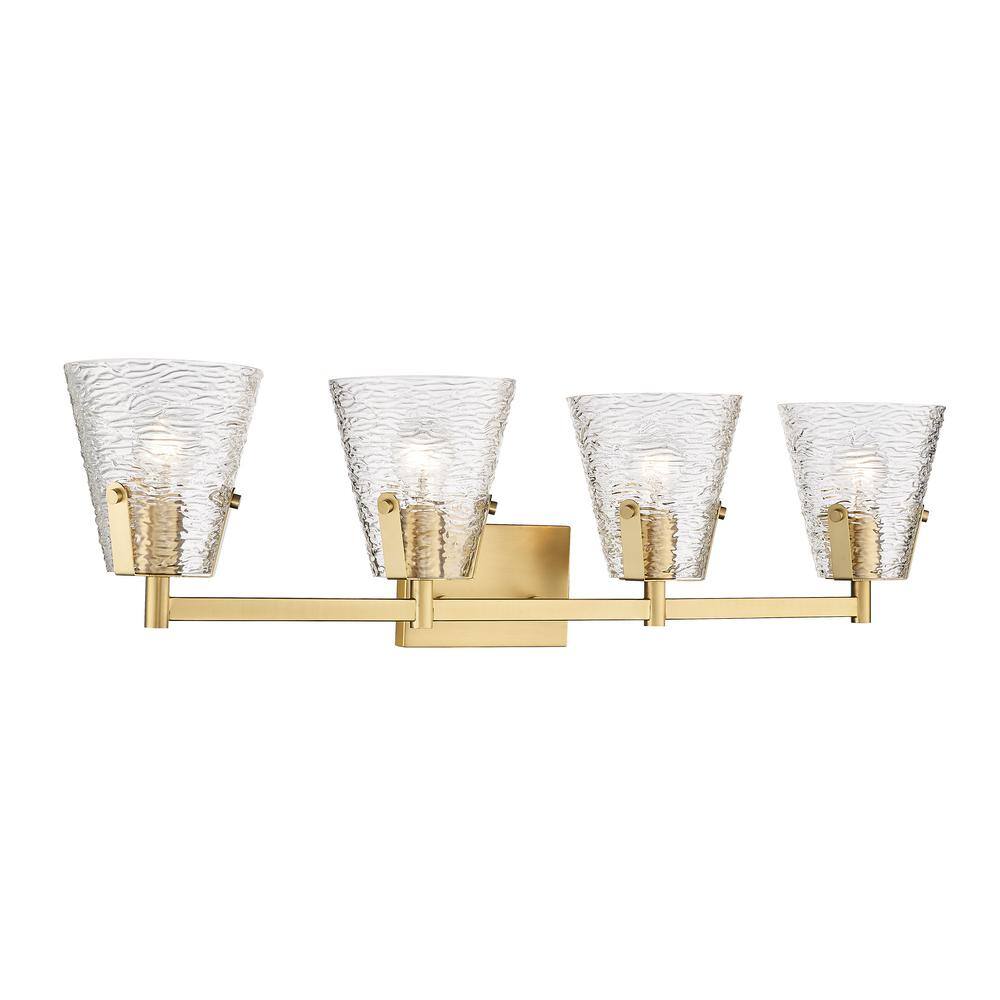 Analia Modern Gold 4-Light Vanity with Textured Glass Shades