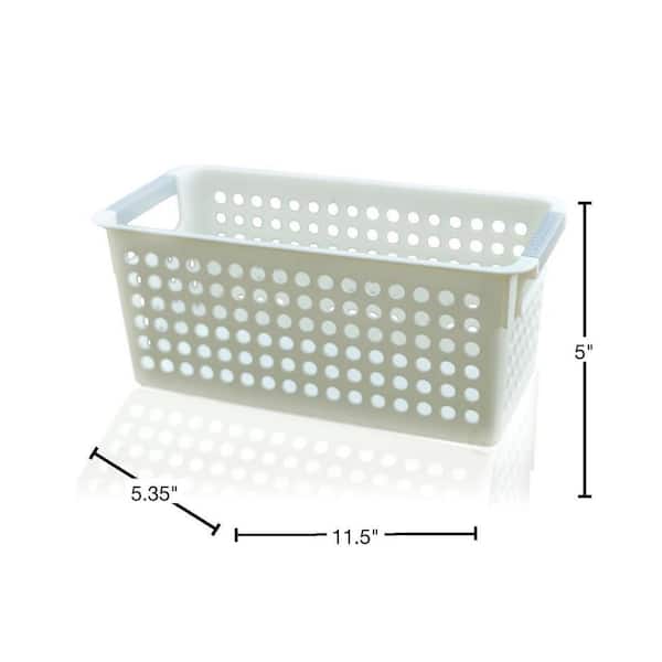 White Serving Tray with Handles Stackable Rectangle Plastic