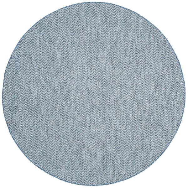 SAFAVIEH Courtyard Navy/Gray 8 ft. x 8 ft. Indoor/Outdoor Round Area Rug