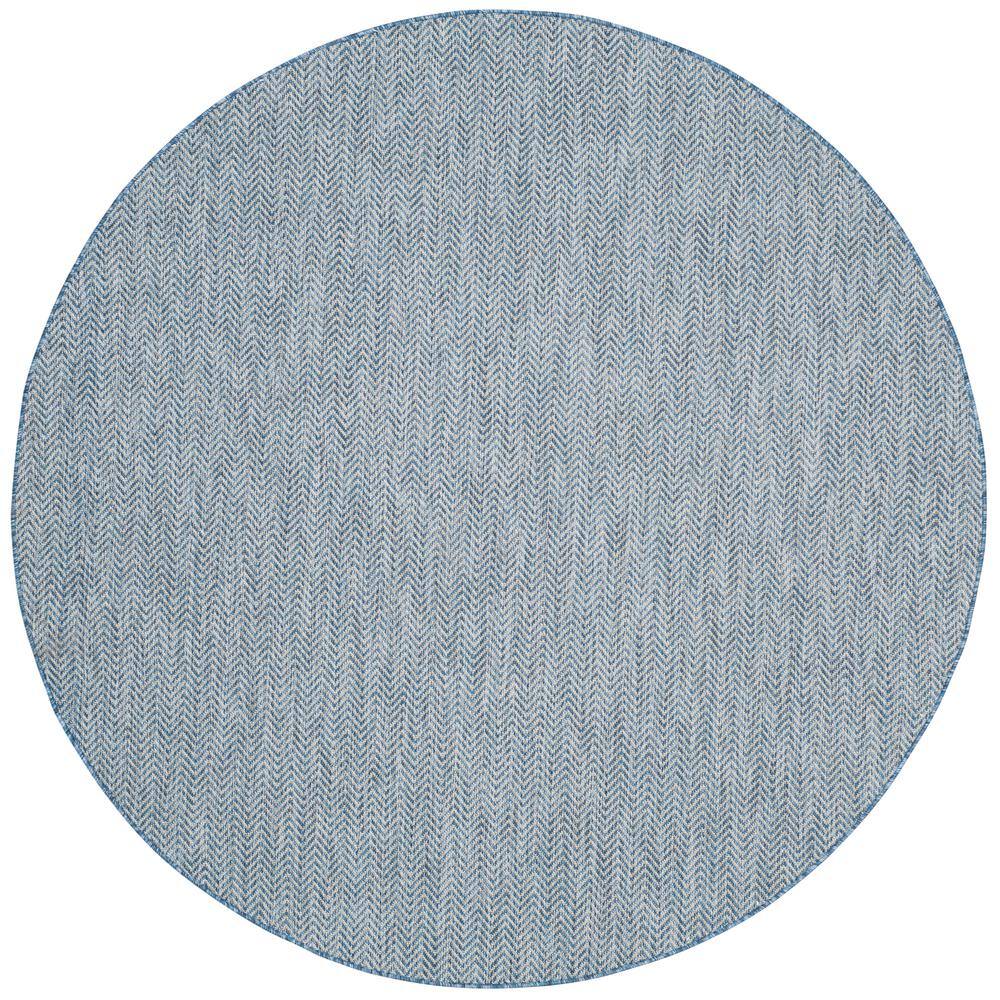 Courtyard Navy/Gray 9 ft. x 9 ft. Round Solid Color Chevron Indoor/Outdoor Area Rug price history on PriceWatchPro