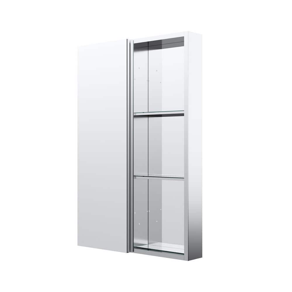 24 in. W x 36 in. H Rectangular Polished Aluminum Tri-view Soft Close Medicine Cabinet with Mirror Combo Set, Reversible price history on PriceWatchPro