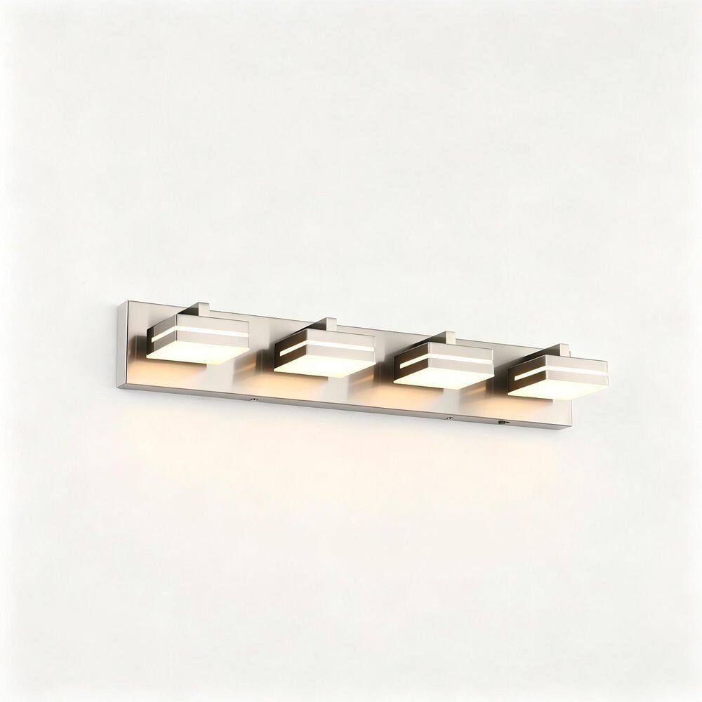 26.77 in. 4-Light Brushed Nickel Modern LED Bathroom Vanity Light, Dimmable 5-Color Temperature price history on PriceWatchPro