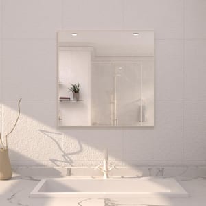 30 in. W x 30 in. H Rectangular Framed Wall Bathroom Vanity Mirror in Brushed Nickel