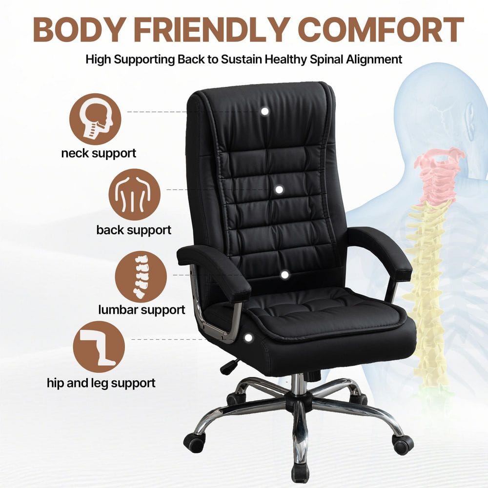 Infographic showing body-friendly comfort features of the chair.