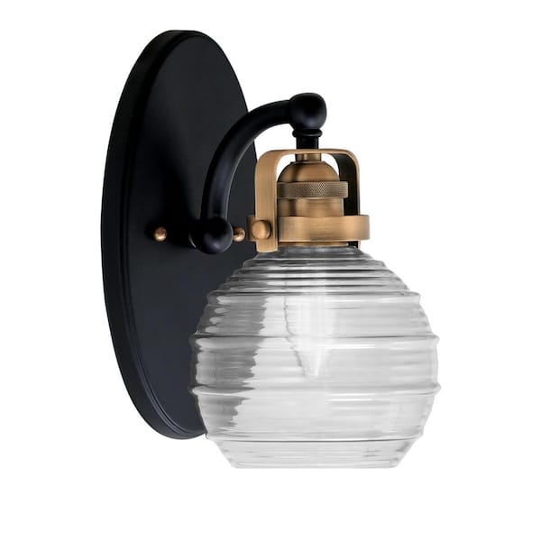 Unbranded Decatur 1-Light Matte Black and Brass Wall Sconce