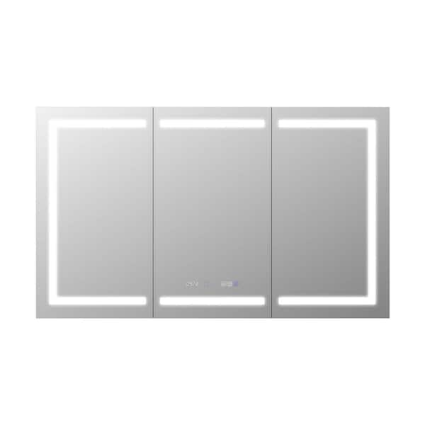 Xzkai 60 in. W x 36 in. H Rectangular LED Anti-Fog Medicine Cabinet with Mirror and USB Outlet, Nightlight