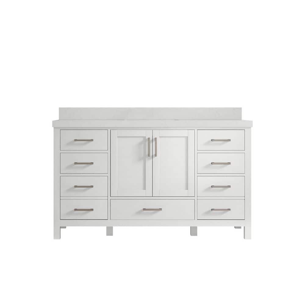 Malibu 60 in. W x 22 in. D x 36 in. H Single Sink Bath Vanity in White with 2 in. Carrara Quartz Top price history on PriceWatchPro