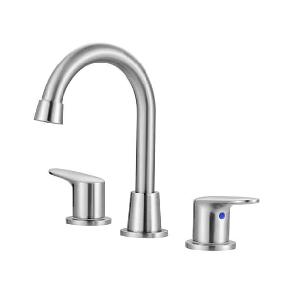 WOWOW 8 in. Widespread Bathroom Sink Faucet with 2-Handles in Brushed Nickel