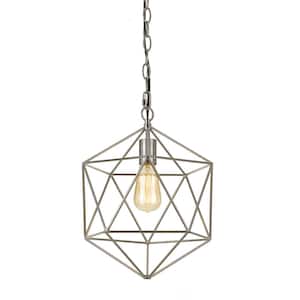 Serena Geometric Pendant Light for Hardwire or Plug-In Swag Installation, Chrome