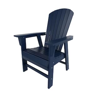 Altura Outdoor Patio Fade Resistant HDPE Plastic Adirondack Style Dining Chair with Arms in Navy Blue