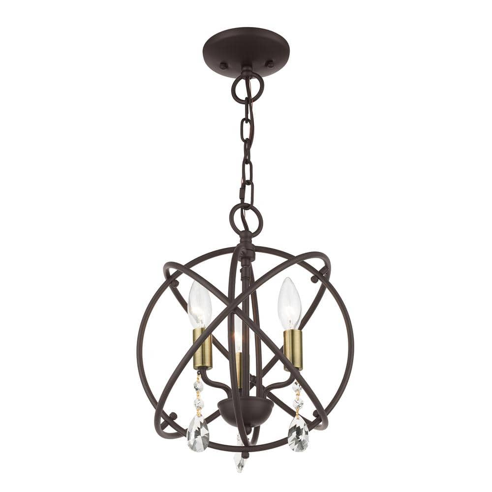 Bronze Mini Plug-in Crystal Candle Chandelier