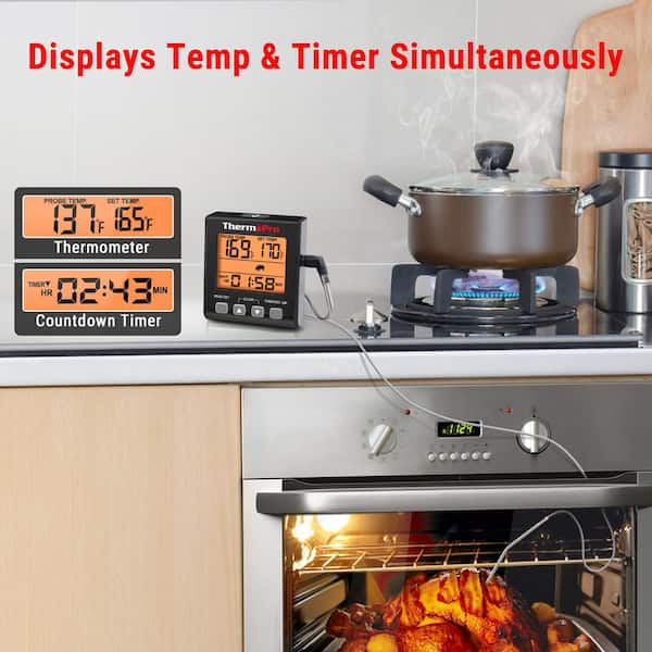 ThermoPro TP07SW Remote Meat Thermometer Digital Grill Smoker BBQ Thermometer with A Stay-in Grill Oven Smoker Probe in Orange