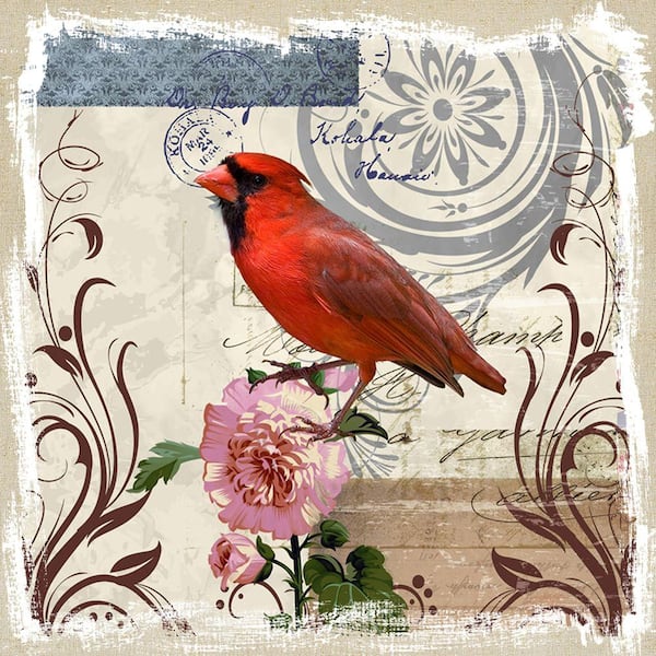 Yosemite Home Decor 20 in. x 20 in. "Red Cardinal on Linen" Printed Canvas Wall Art