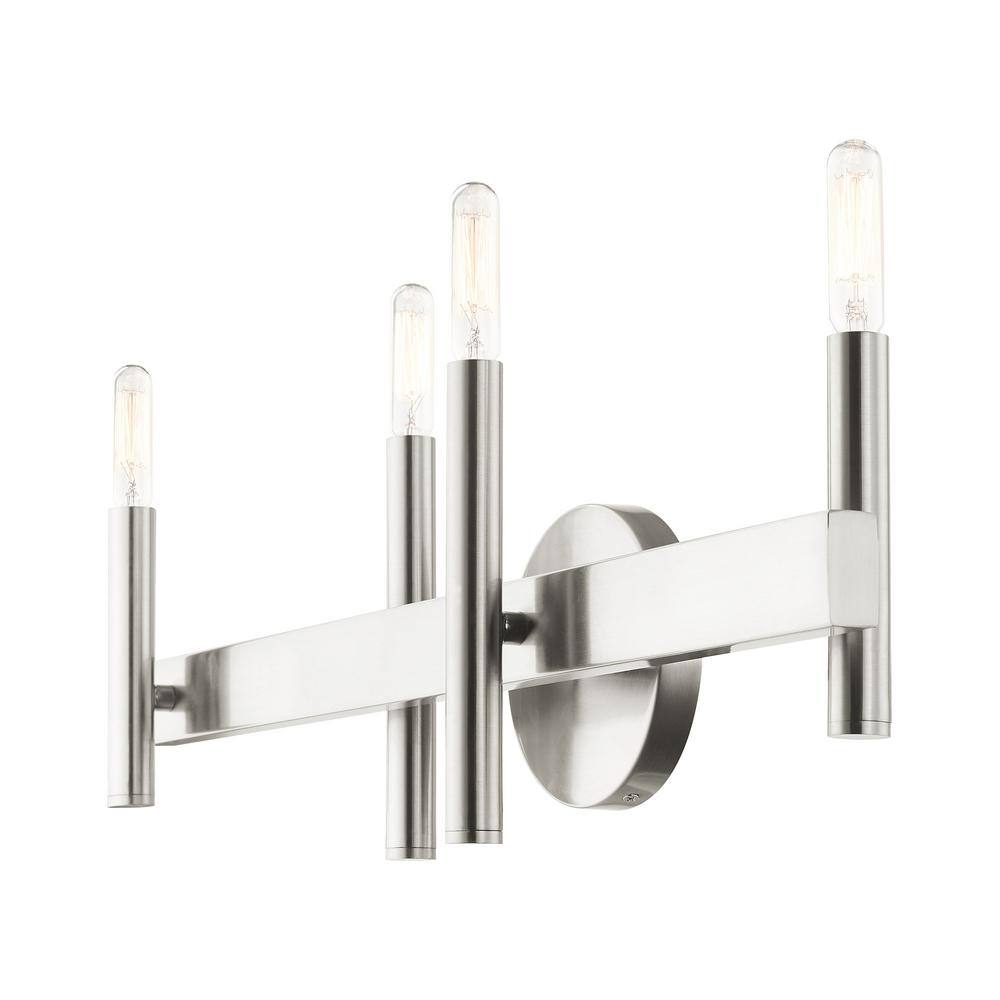 Elegant Denmark 4-Light Vanity Sconce in Brushed Nickel and Bronze