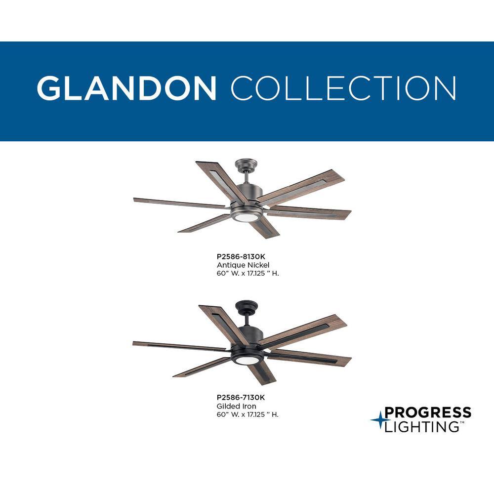 Glandon 60" Nickel Ceiling Fan with LED Light and Remote