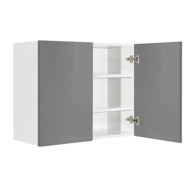 LIFEART CABINETRY Valencia Assembled 27 in. W x 12 in. D x 42 in. H in Gloss White Plywood Assembled Wall Kitchen Cabinet