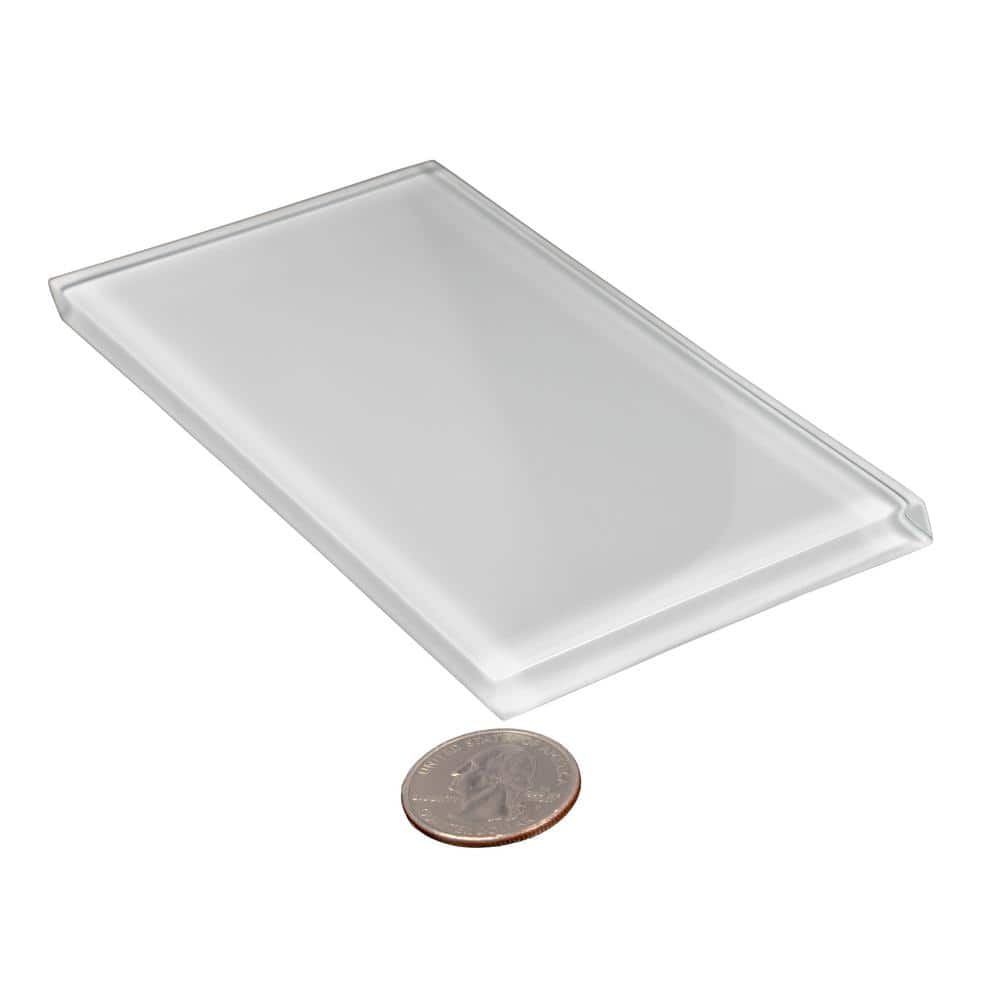 White Glossy Glass Subway Wall Tile 3x6 Inch 40-Pack