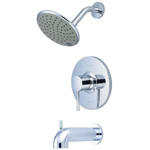 Motegi Single Handle 1-Spray Tub and Shower Faucet Trim Set Single Function 6 in. Rain Showerhead in Polished Chrome