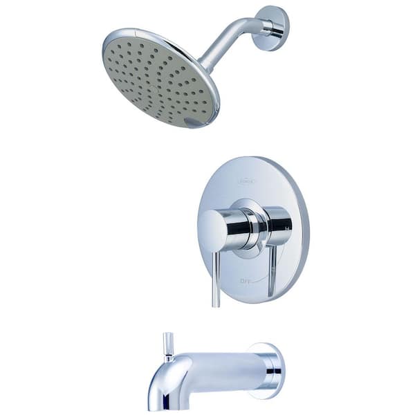 OLYMPIA Motegi Single Handle 1-Spray Tub and Shower Faucet Trim Set Single Function 6 in. Rain Showerhead in Polished Chrome