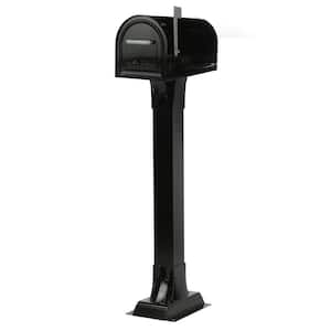 Reliance Black Locking Mailbox with Pedestal Post Kit