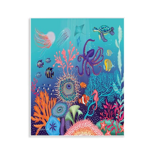 Stupell Industries Magical Underwater Reef by Darlene Seale Unframed Coastal Graphic Art Print 14 in. x 11 in.