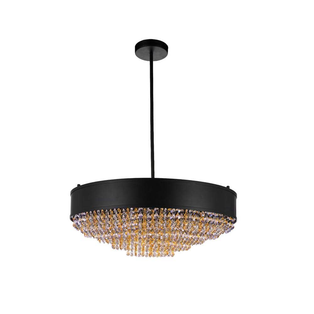 CWI Lighting Medina 10 Light Drum Shade Metal Chandelier in Black