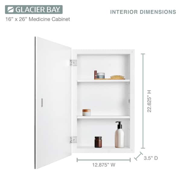 Glacier Bay 16 in. W x 26 in. H Rectangular Wood Composite