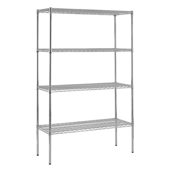 Sandusky Chrome 4-Tier Wire Shelving Unit (48 in. W x 74 in. H x 18 in. D)