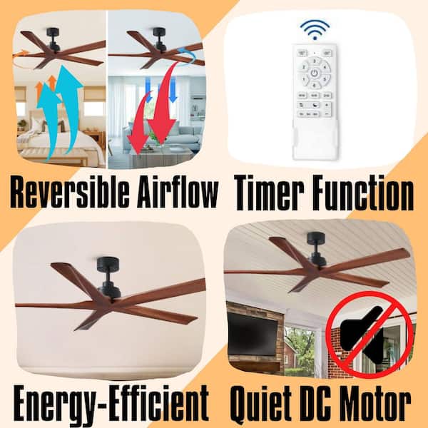 Nova Series 60 in. Indoor Brown Low Profile 3-Blade Ceiling Fan with Remote Included, Downrod Mount