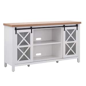 Clementine 58 in. White and Golden Oak TV Stand Fits TV's up to 65 in.