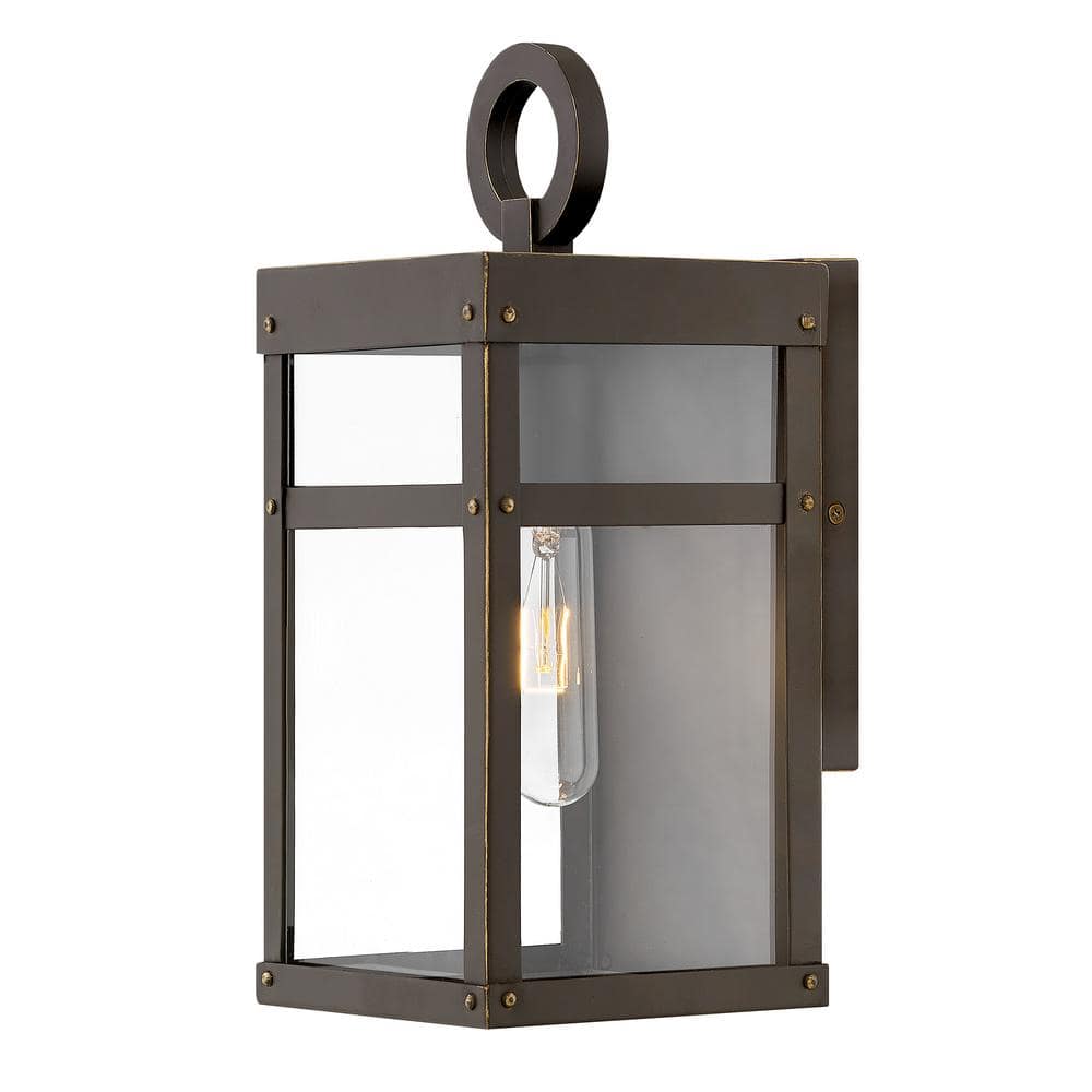 Porter Estate Series 1-Light Dimmable Sconce in Oil Rubbed Bronze with Clear Glass