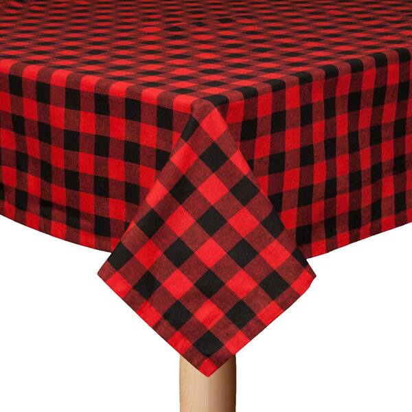 Buffalo Check 60 in. x 104 in. Sand 100% Cotton Table Cloth for Any Table