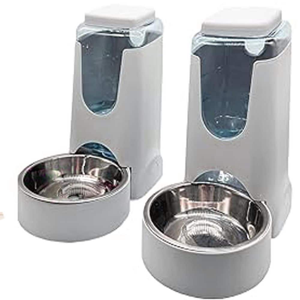 Automatic Cat Feeder Water Dispenser Stainless Steel Bowl Gravity